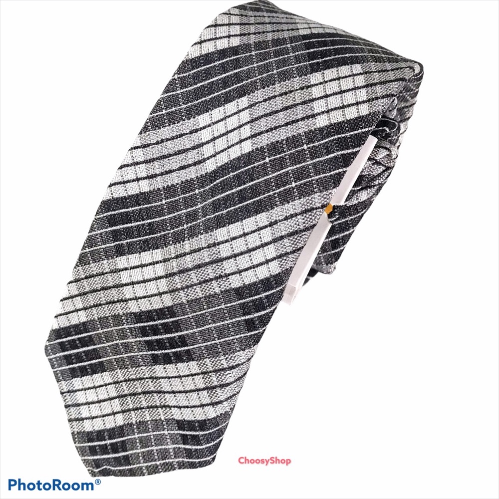 NWT Ted Baker London Black Gray White Plaid Tie